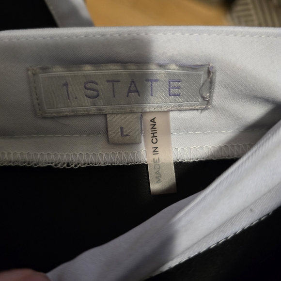 1. STATE Light Blue & Black Mini Skirt Silver Hardware Open Zipper Size Large - Picture 15 of 16